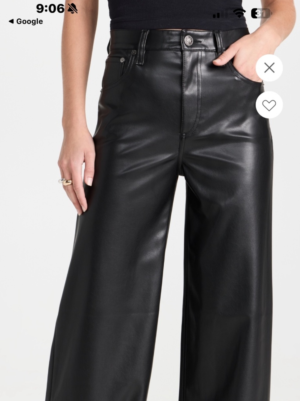 rag & bone Black Sofie Faux Leather Wide-Leg Pants